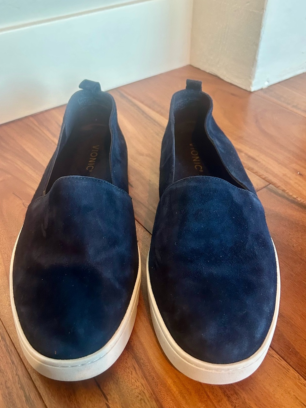 Vionic Navy Blue Suede Slip-On Loafers with White Sole - 11W
